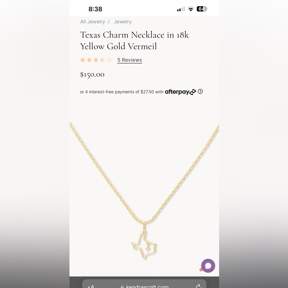 Kendra Scott. Texas. Never worn. Threw away the box. 18k gold.